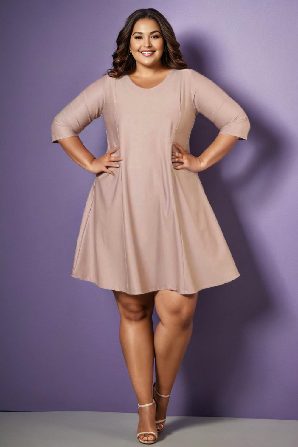 Purple Taupe Shimmer Plus Size Dress Online in India Amydus