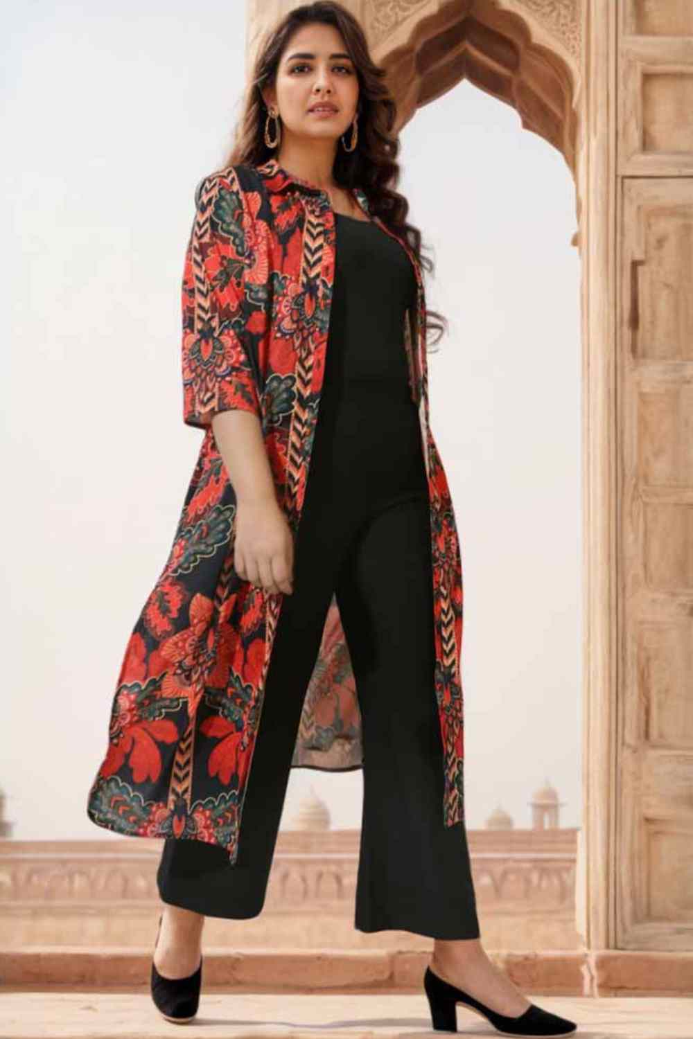 Kurti with long shrug online hotsell