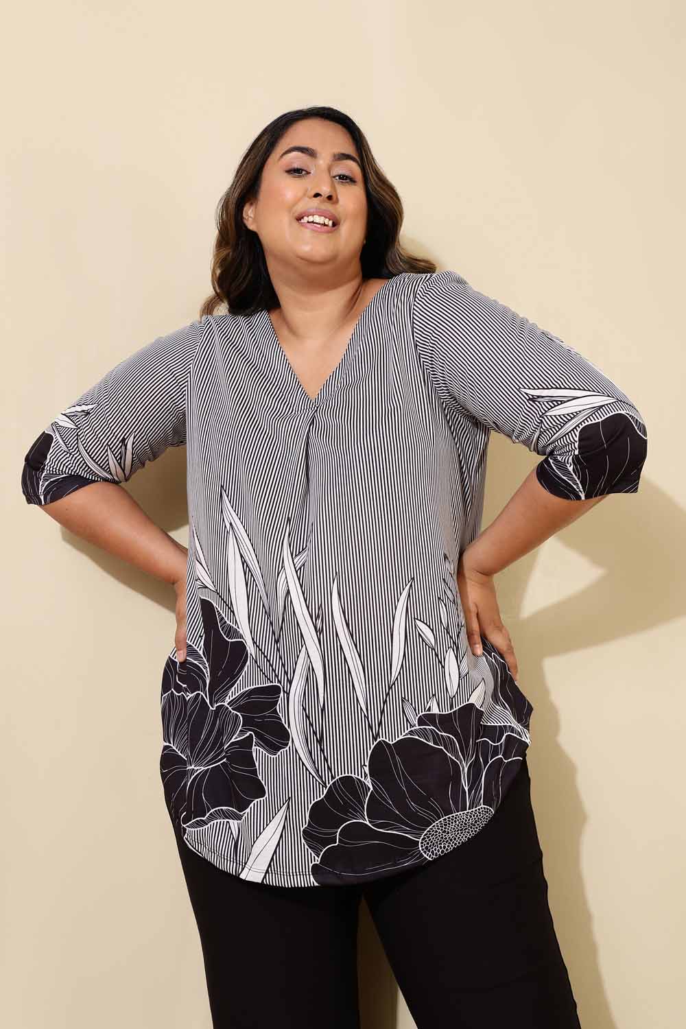 Plus size floral print tops hotsell