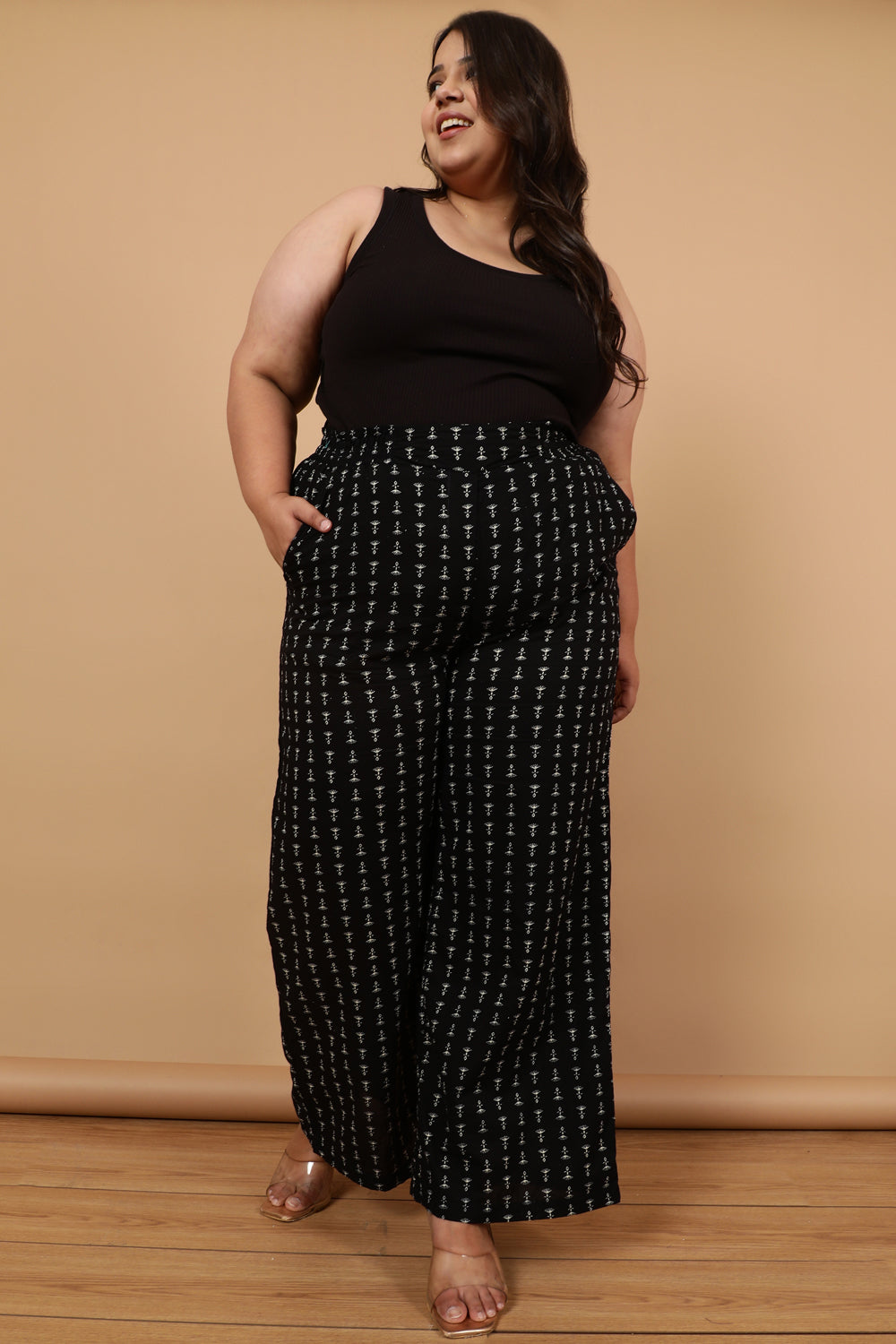 Plus Size Black High Waist Pants Online in India