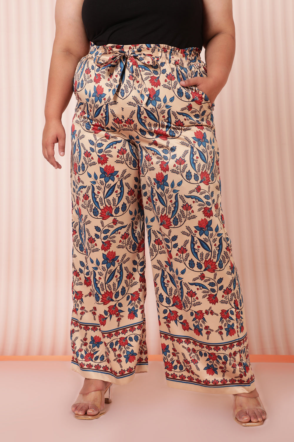 Plus Size Floral Ethnic High Wasit Pants Online in India