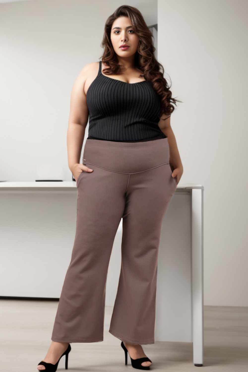JGTDBPO Plus Size Flared Pants For Women Bell Bottom Trousers With