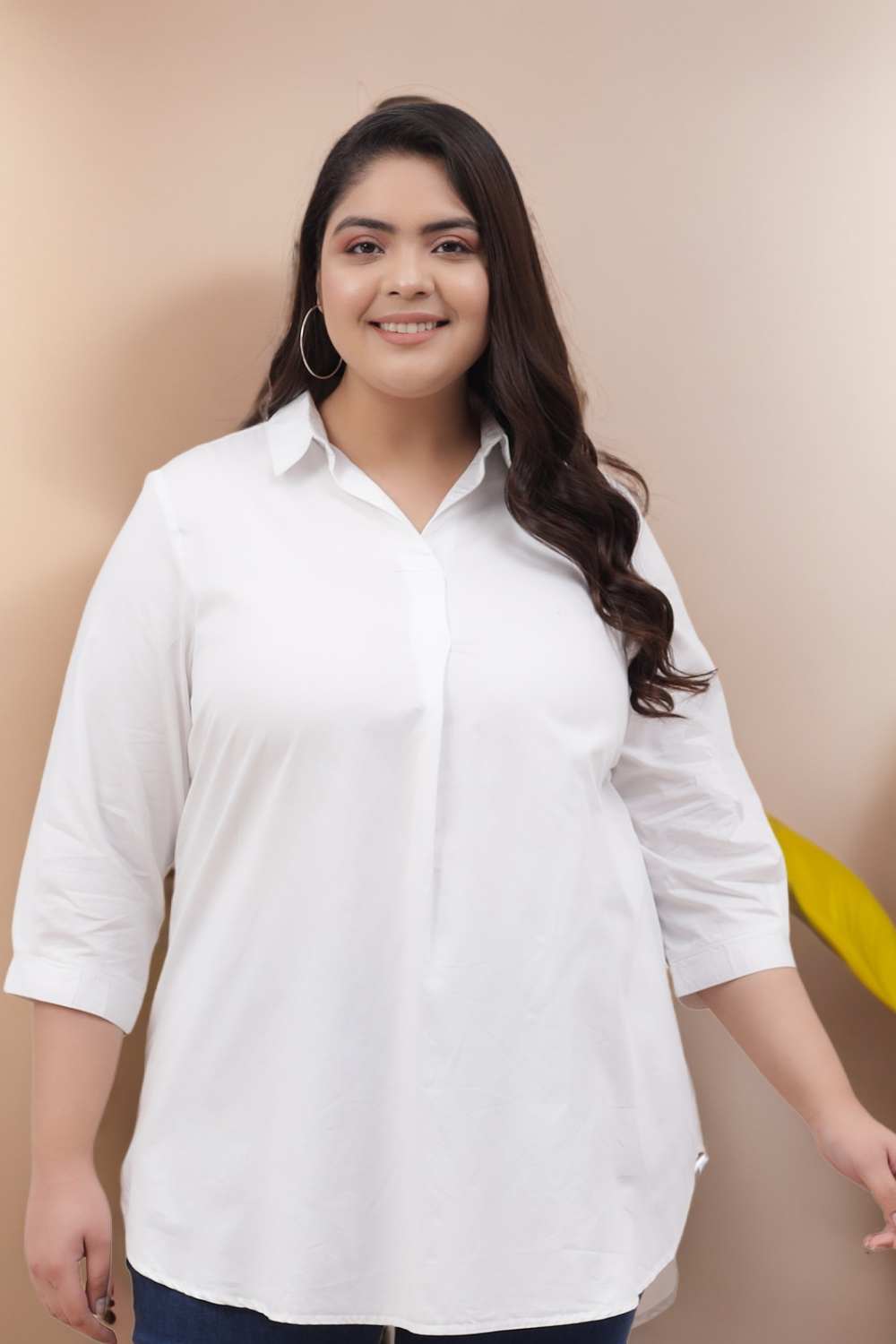 Women's Plus Size White Centre Pleat Shirt