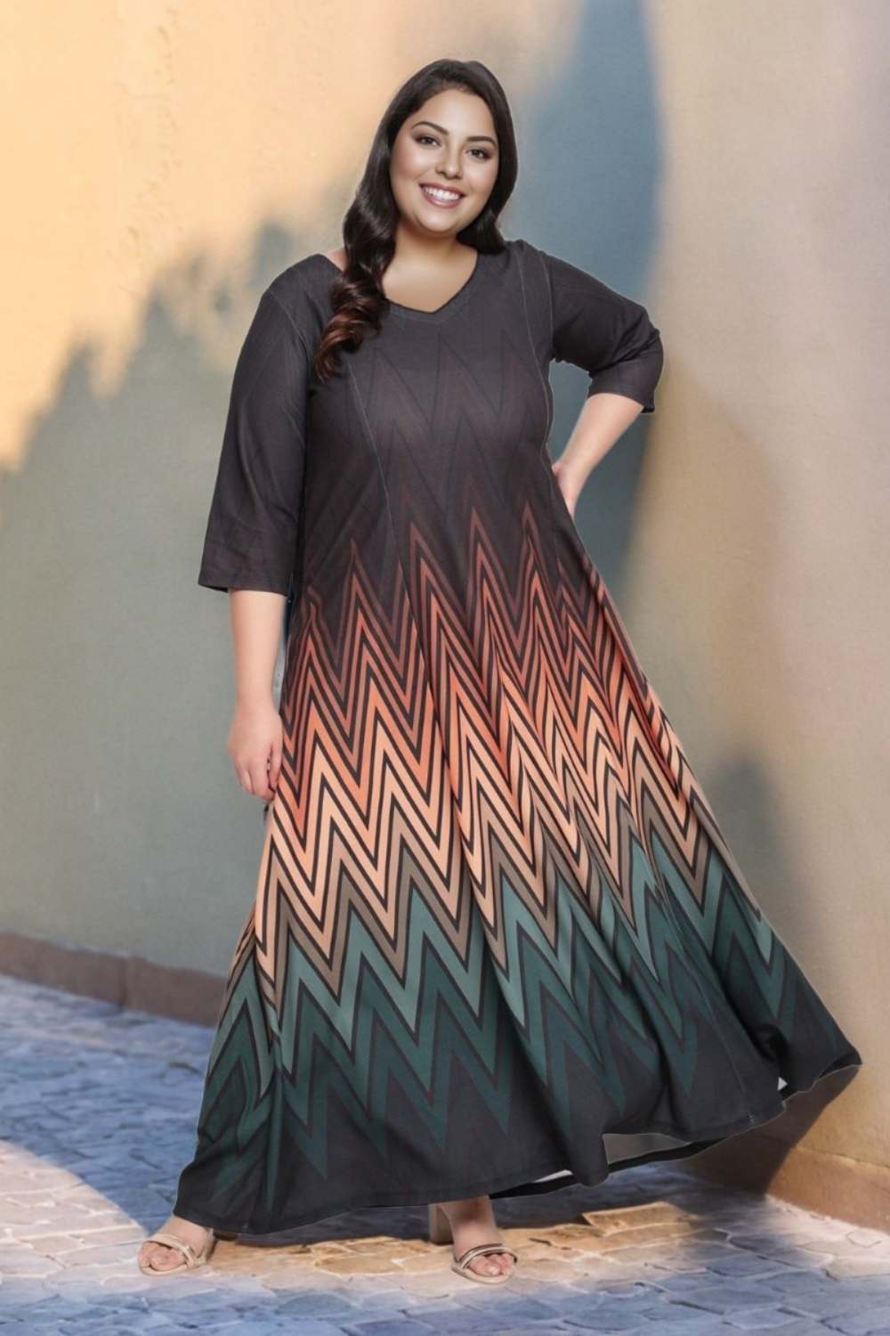 Black and Green Ombre Maxi Dress