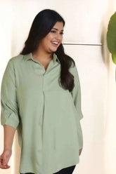 Light Green Centre Pleat Top