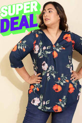 Plus Size Navy Floral Top