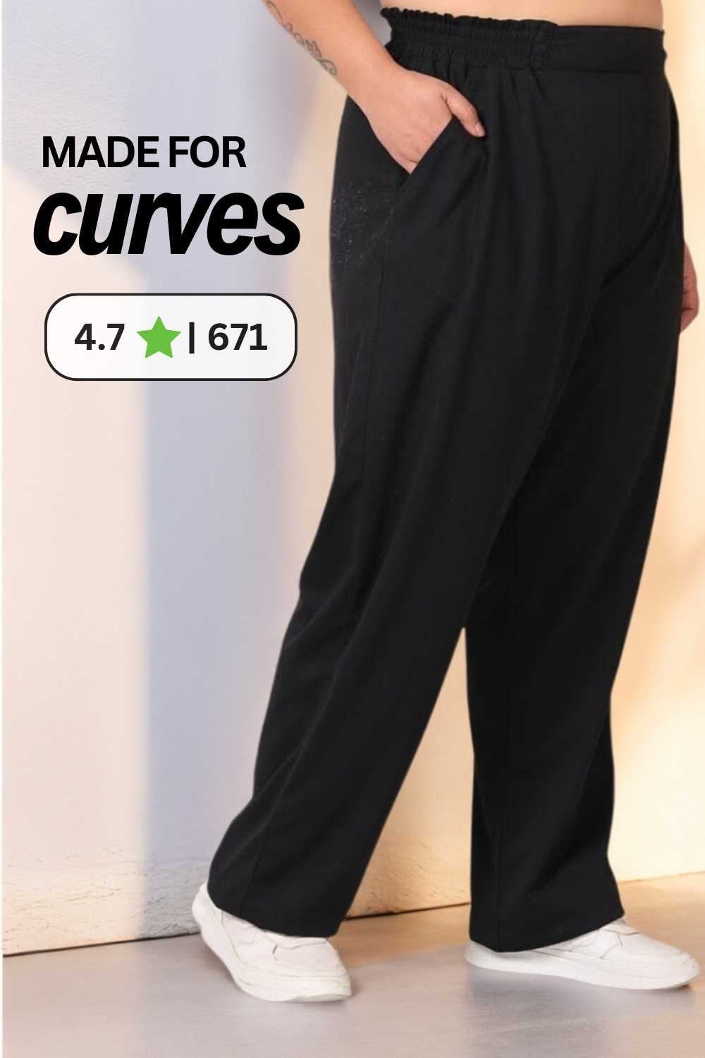 Plus Size Black Korean Inspiration Pants