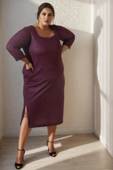 Plus Size Wine Bodycon Dress