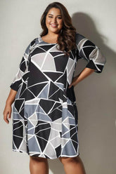 Grey Black Printed Short Dress