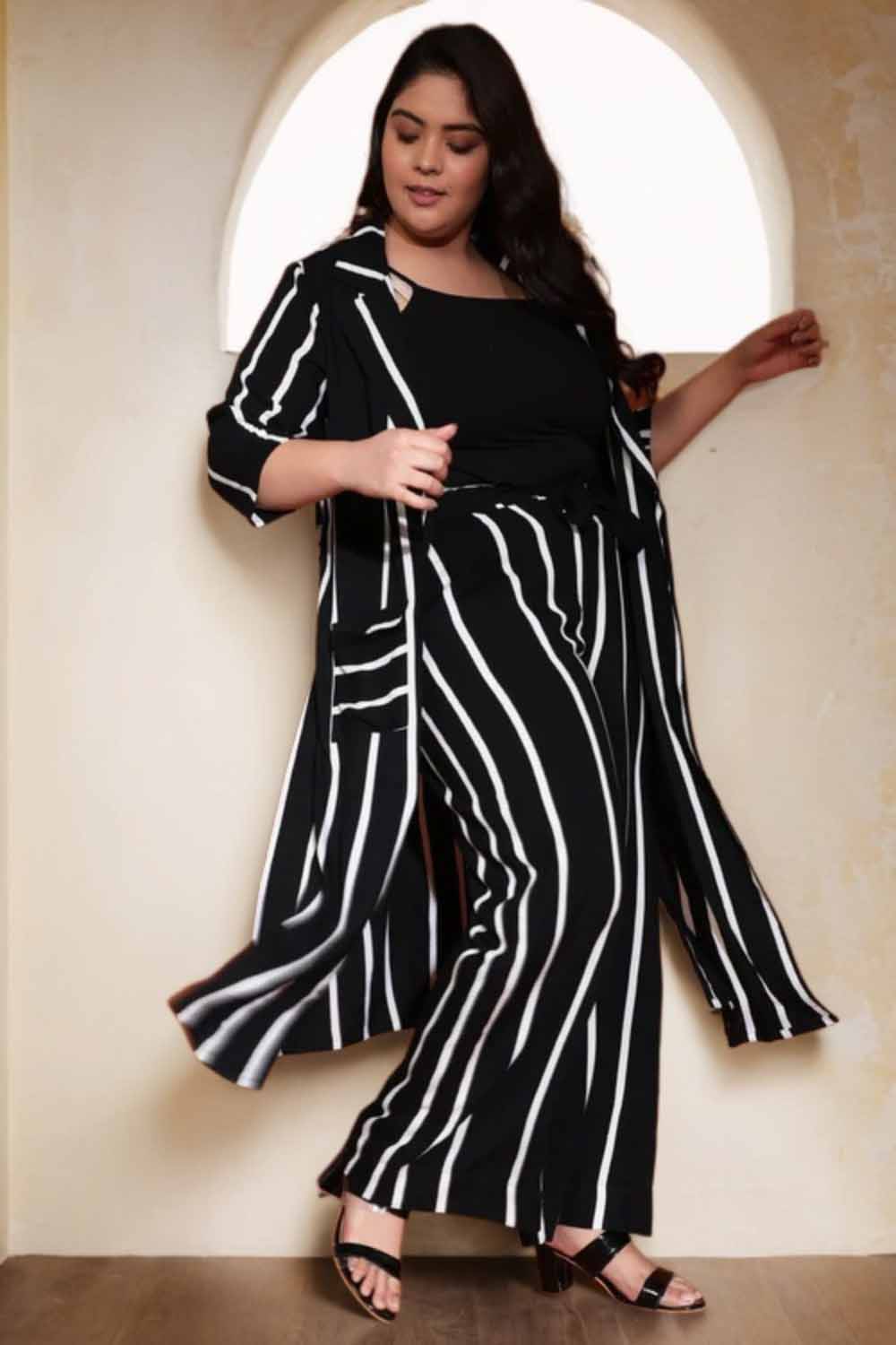 Black White Stripe Duster