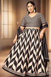 Plus Size Black White Monochrome Lehenga