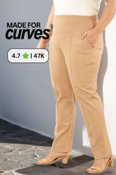 Plus Size Fawn Tummy Shaper Straight Fit Pants