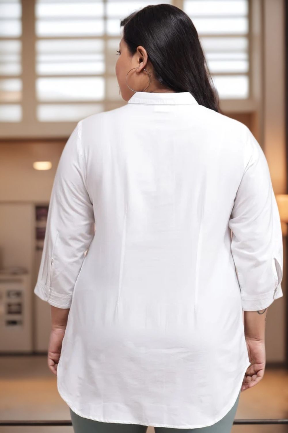 Plus Size White Cotton Shirt