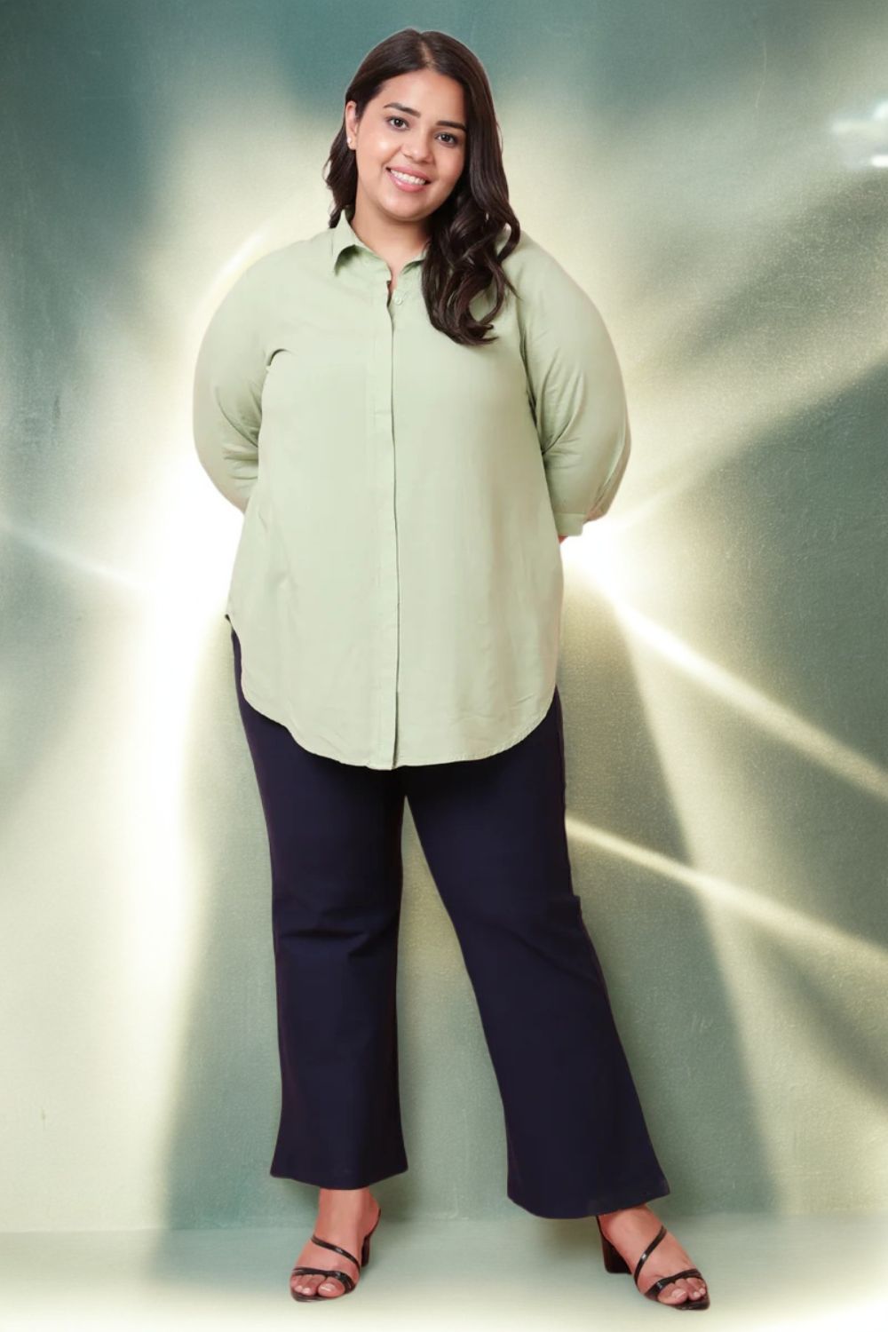 Plus Size Light Green Shirt