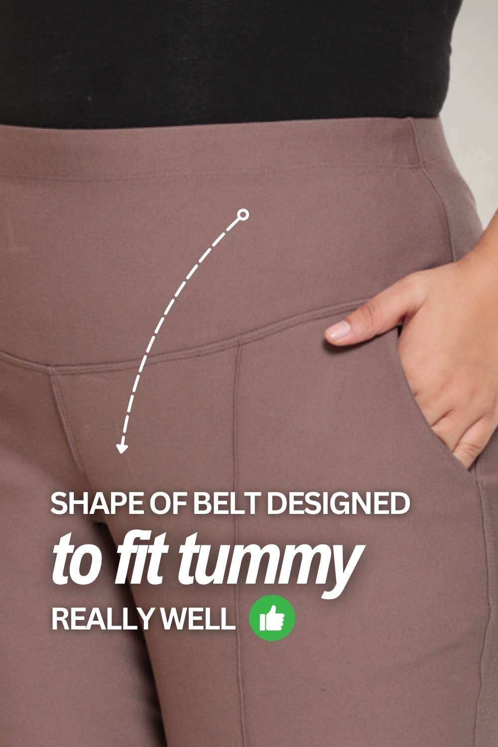 Buy Plus Size Taupe Tummy Shaper Straight Fit Pants