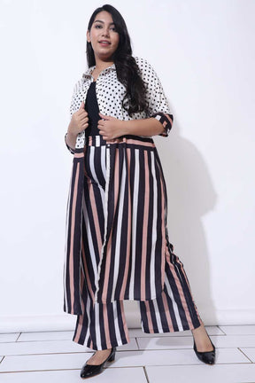 Plus Size Black Luxe Polka Stripes Coord Set