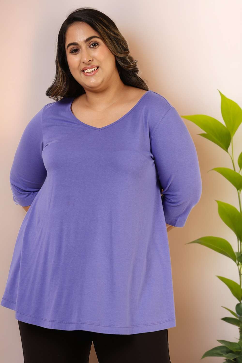 Plus Size Purple A line Tshirt