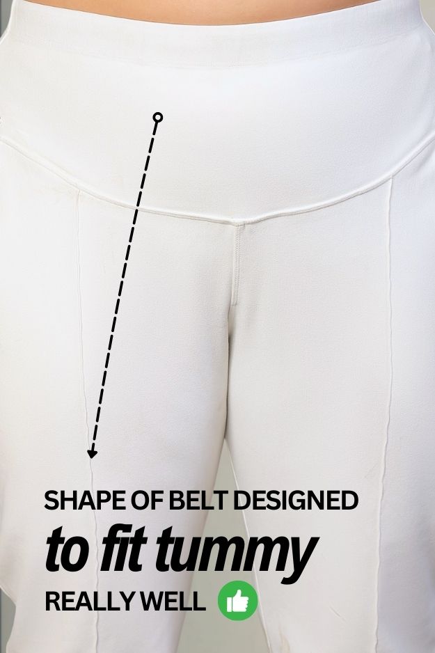 Plus Size White Tummy Shaper Straight Fit Pants