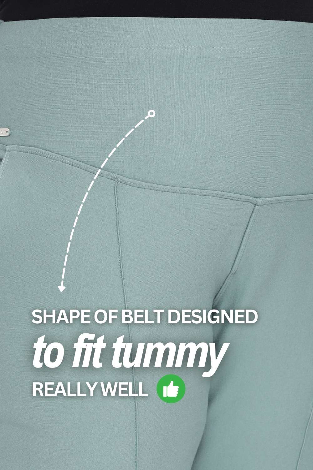 Plus Size Mint Green Tummy Shaper Straight Fit Pants