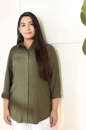 Olive Round Hemline Shirt