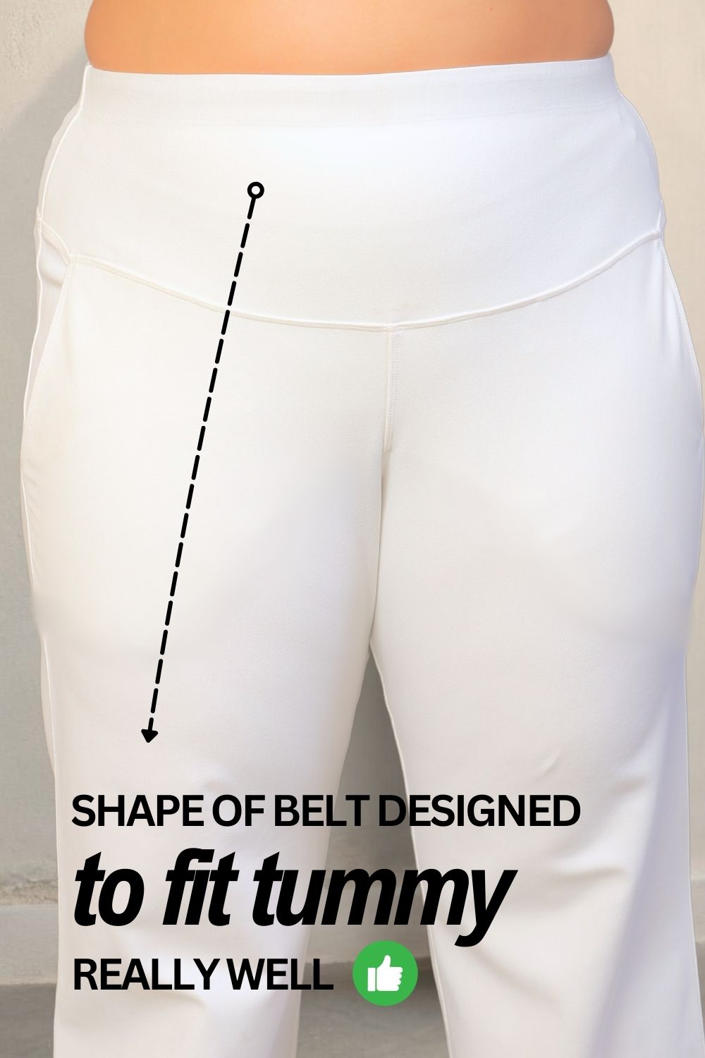 Plus Size White Tummy Shaper Flare Pants