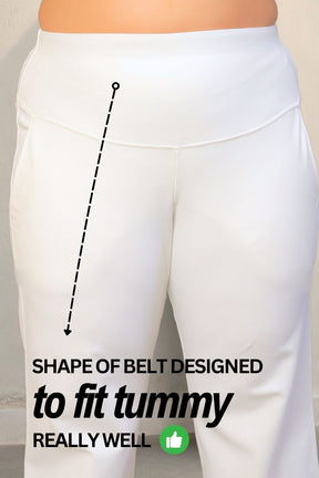 White Tummy Shaper Bell Bottom Pants