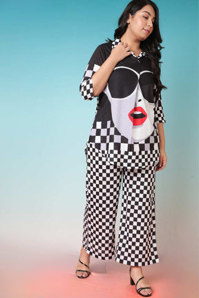 Plus Size Bold Face Checkered Coord Set