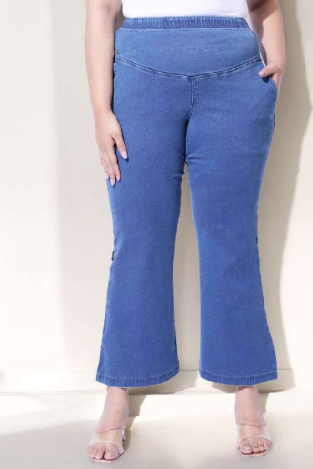 Plus Size Bermuda Blue Flare Jeans