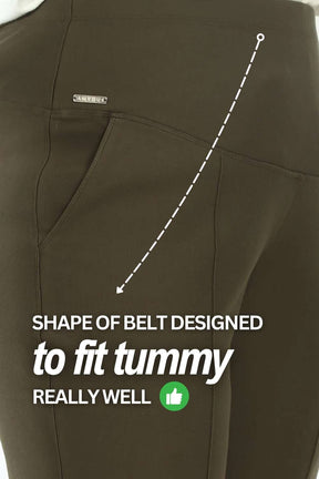 Plus Size Olive Tummy Shaper Straight Fit Pants