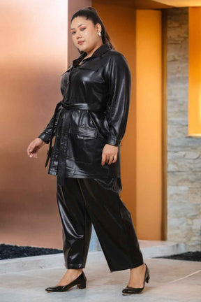 Plus Size Cruelty Free Black Leather Coord Set