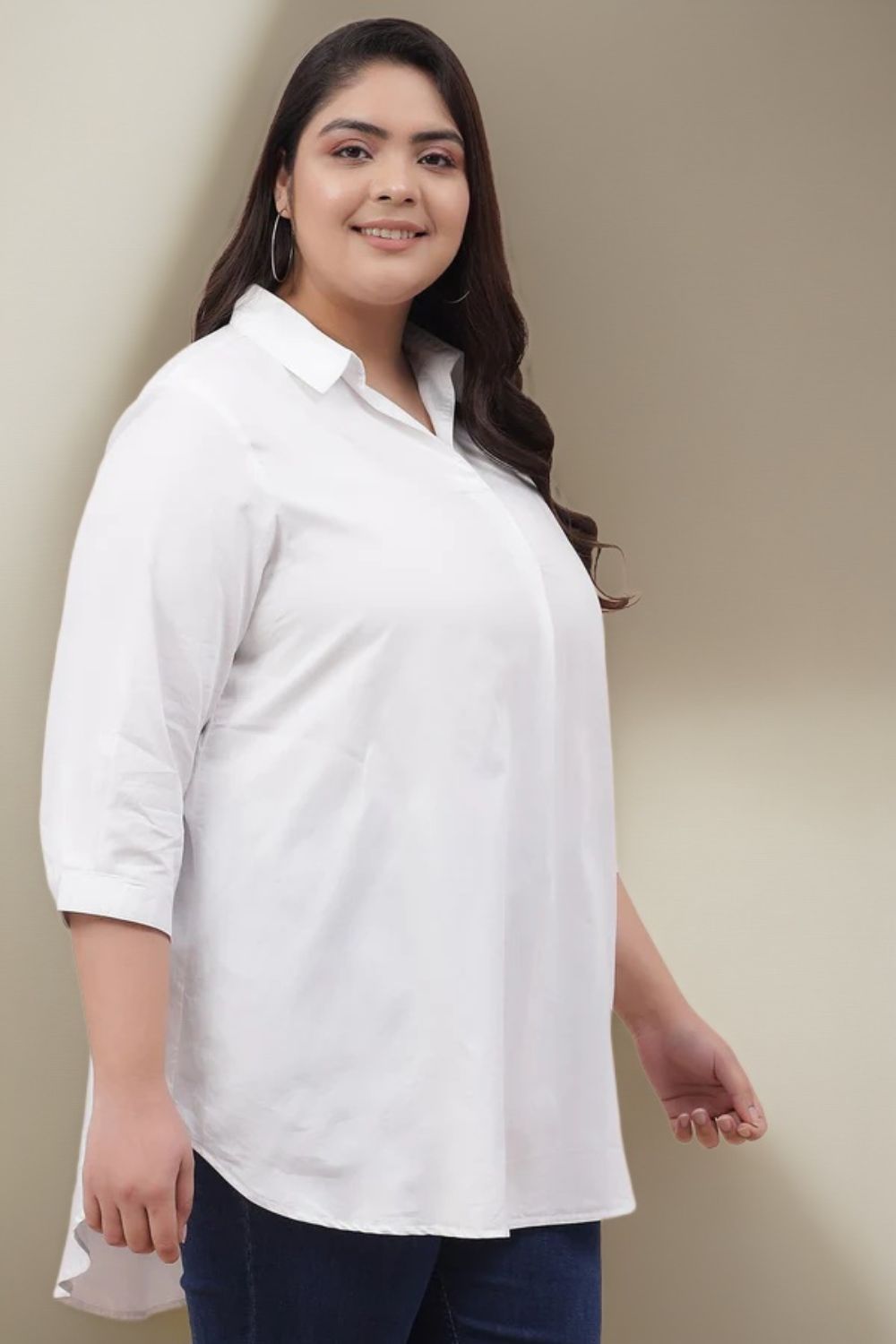 Plus Size Women's Plus Size White Centre Pleat Shirt