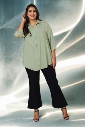 Light Green Centre Pleat Top