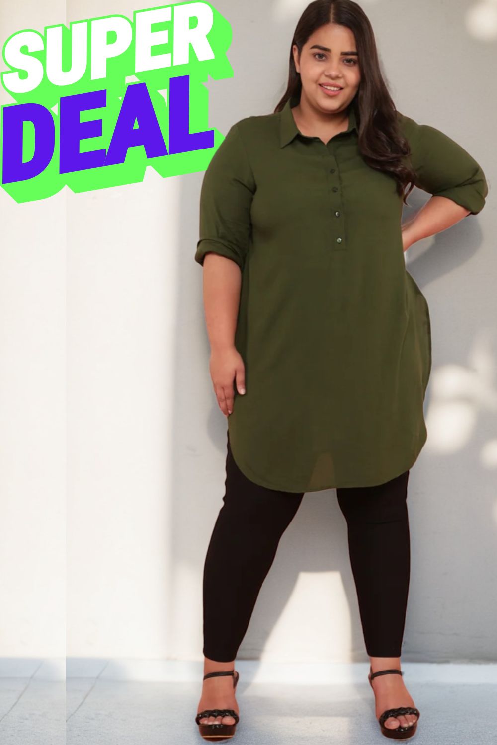 Plus Size Olive Longline Shirt