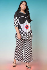 Plus Size Bold Face Checkered Coord Set