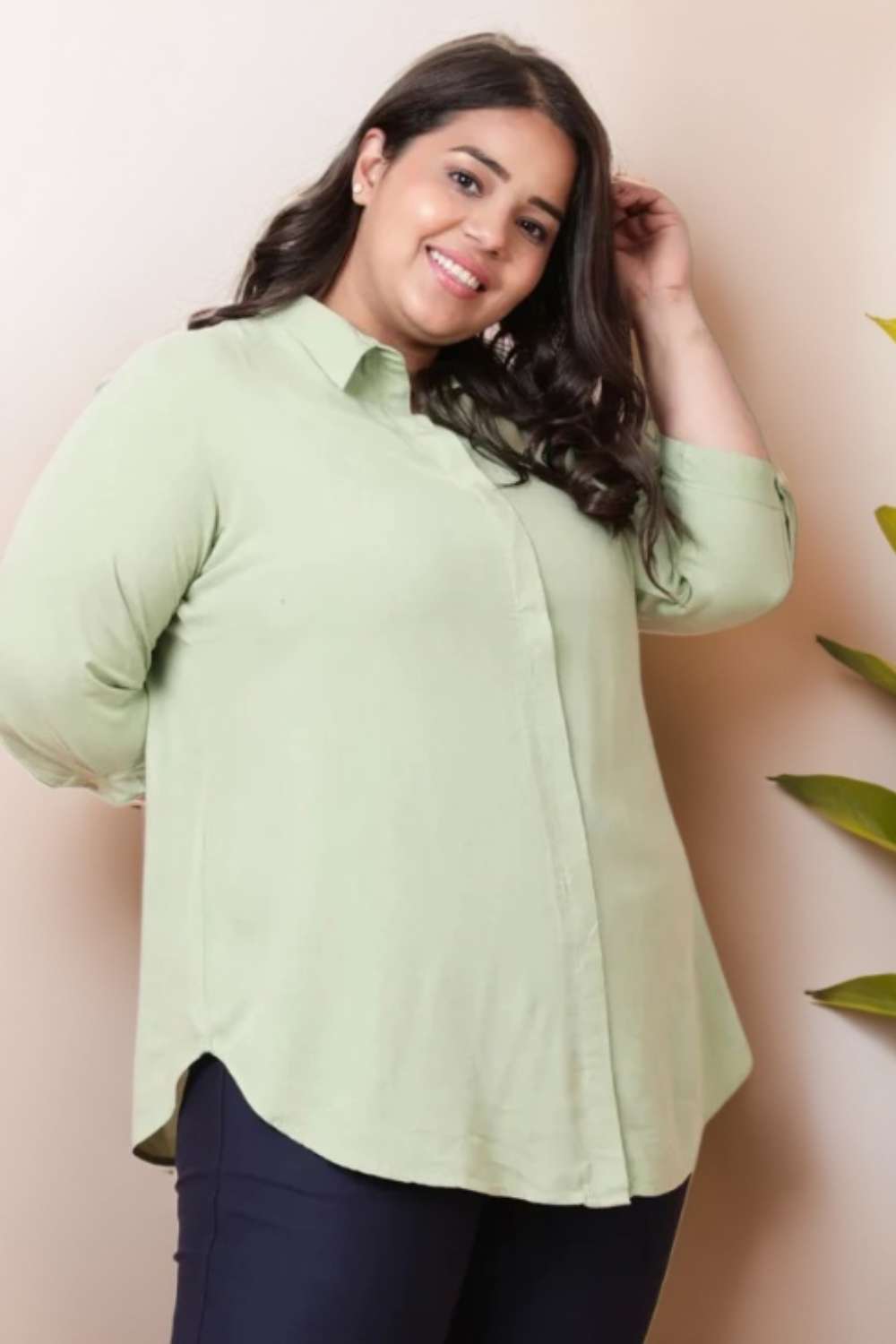 Plus Size Light Green Shirt