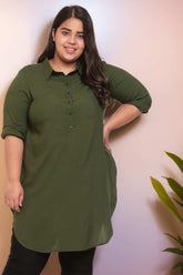 Plus Size Olive Longline Shirt