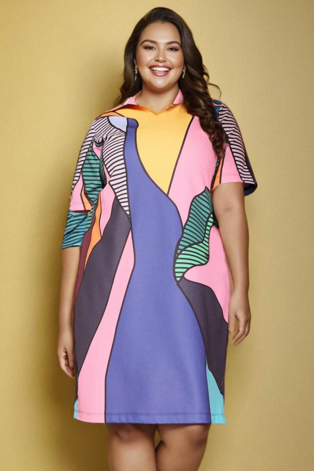 Modern Art Printed Polo Dress