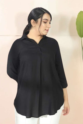 Black Centre Pleat Top