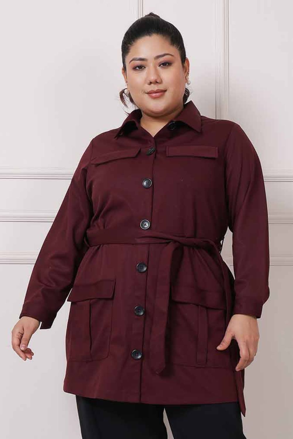 Plus Size Wine Shacket