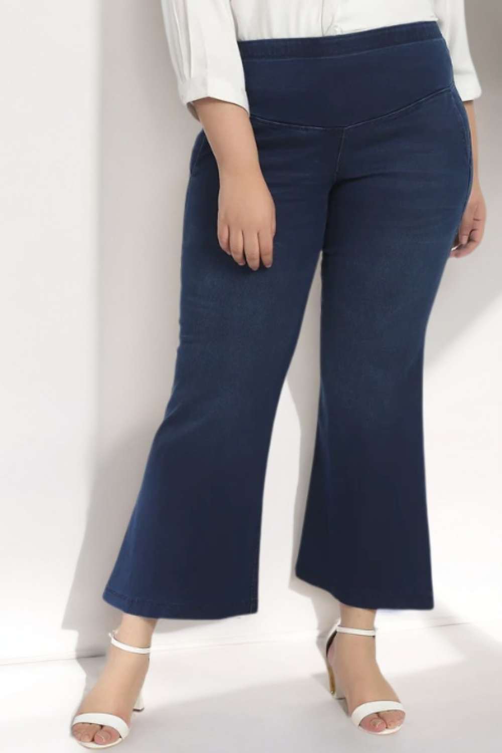 Navy Blue Light Fade Flare Jeans