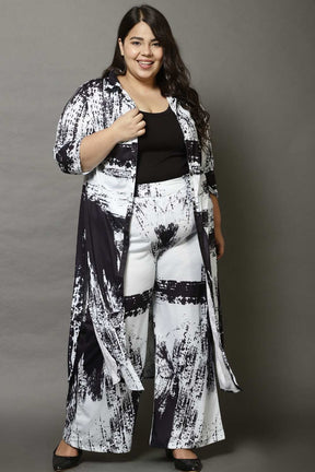 Plus Size Black Abstract Print Coord Set