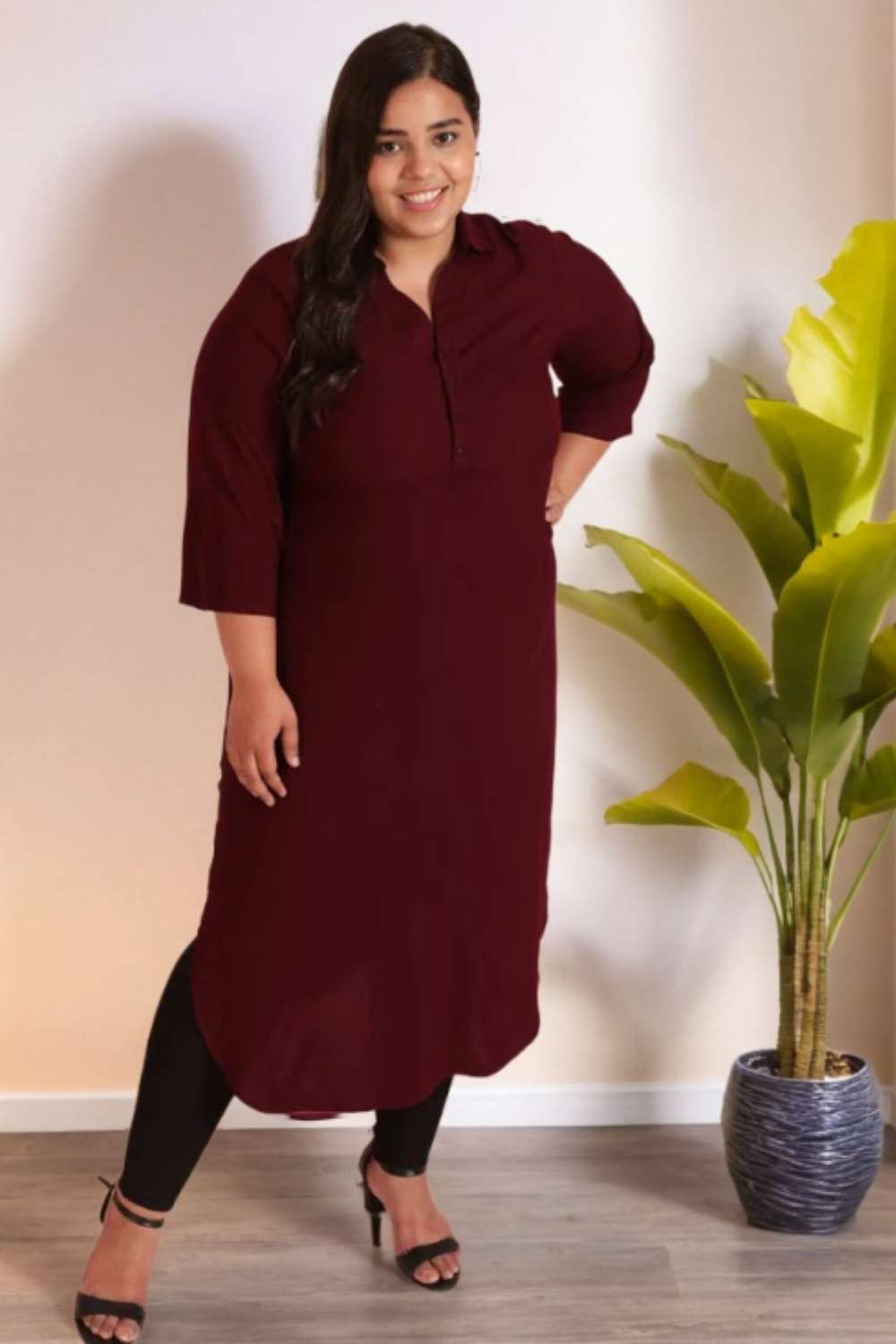 Plus Size Plum Kurta