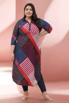 Abstract Print Collar Kurta