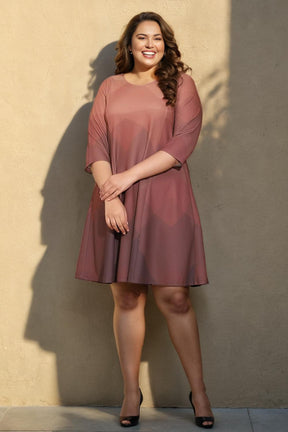 Beige Plus Size Midi Dress