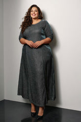 Plus Size Emerald Metallic Long Party Dress