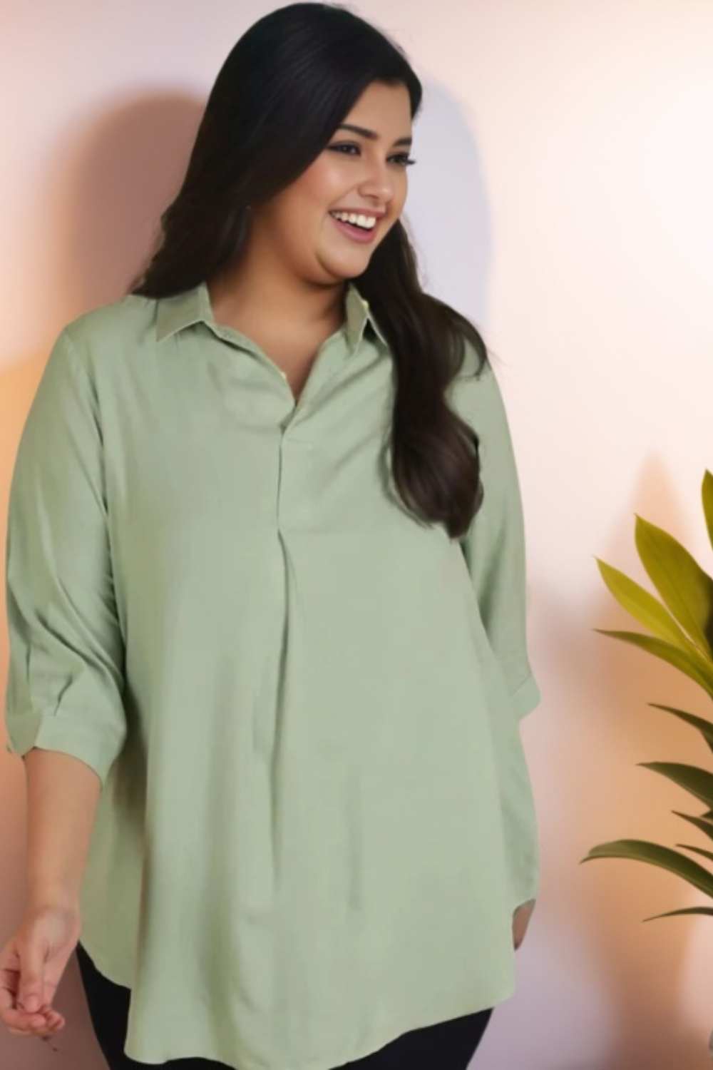 Light Green Centre Pleat Top