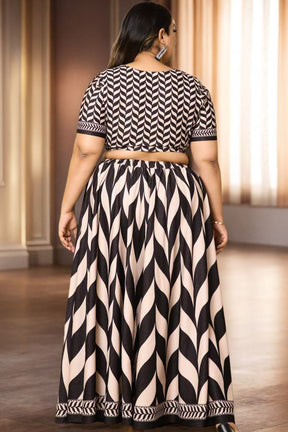 Plus Size Black White Monochrome Lehenga