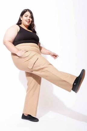 White Tummy Shaper Cargo Pants