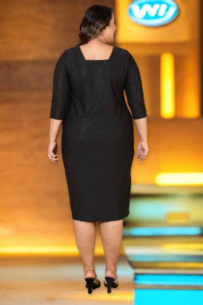 Plus Size Black Shimmer Bodycon Dress