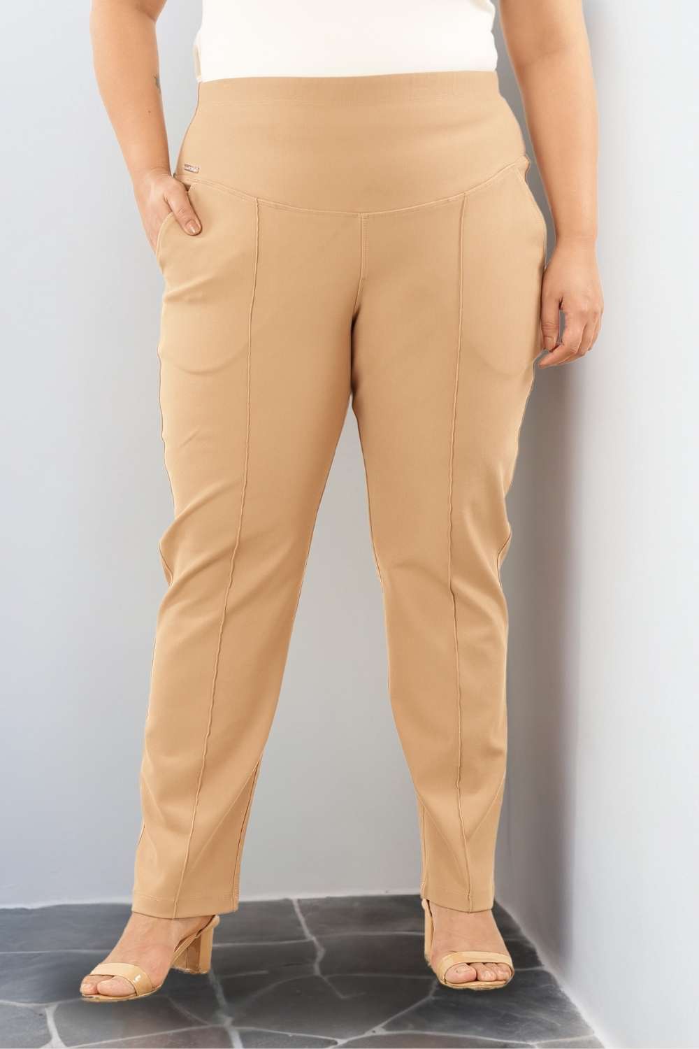 Plus Size Fawn Tummy Shaper Straight Fit Pants